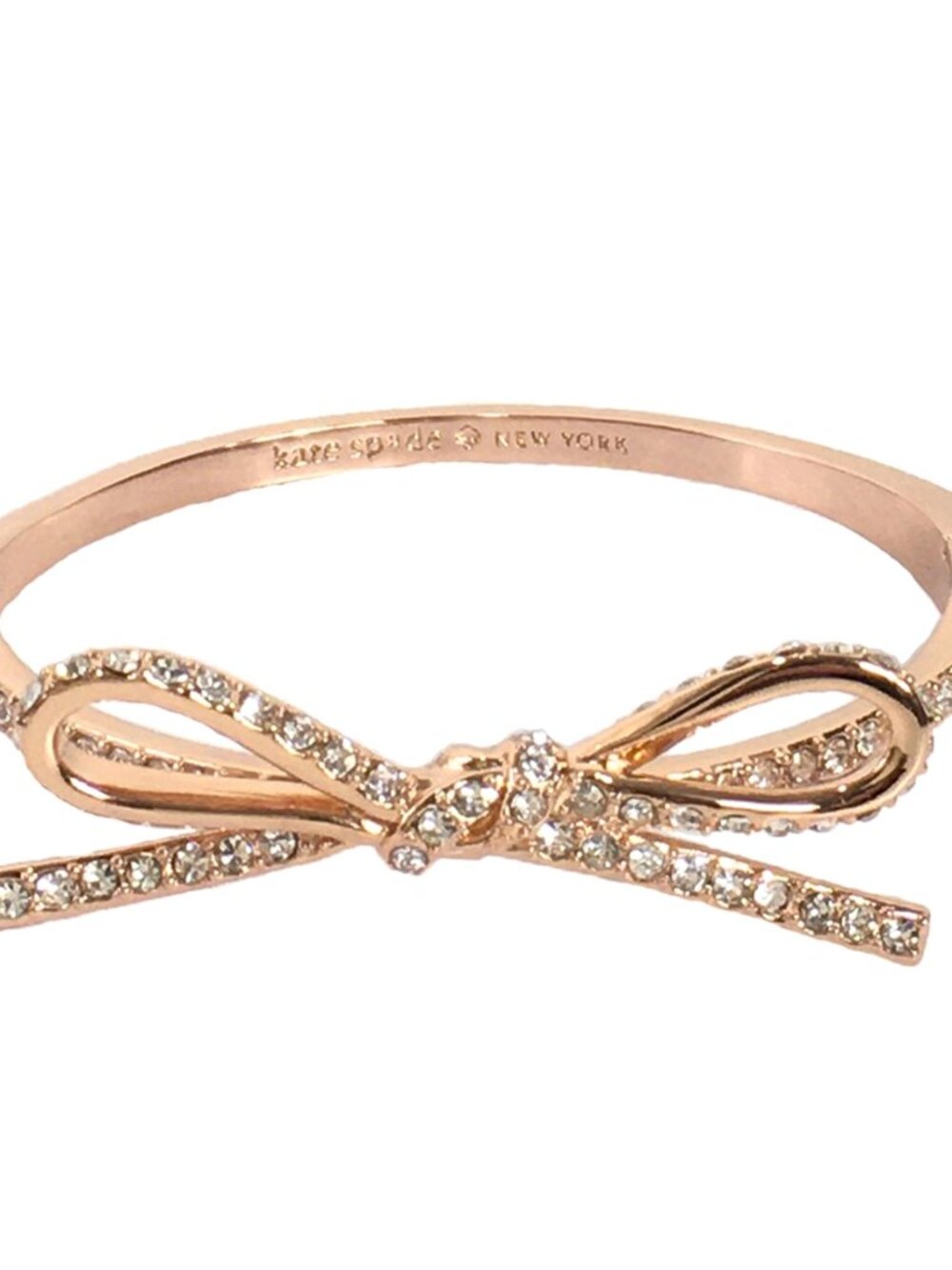 NWT~KATE SPADE~Rose Gold Skinny Mini Pave Bow Bangle Bracelet